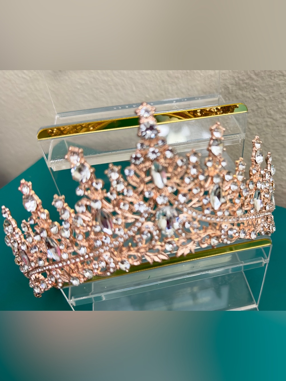 Rose Gold Crystal Bridal Tiara - Elegant Women Accessories